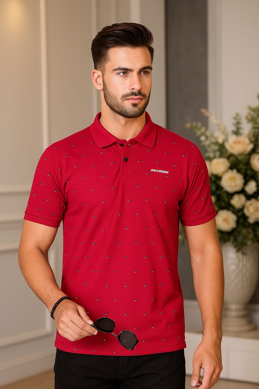 SKYREX MENS RED MAROON OFFICIAL POLO T.SHIRT
